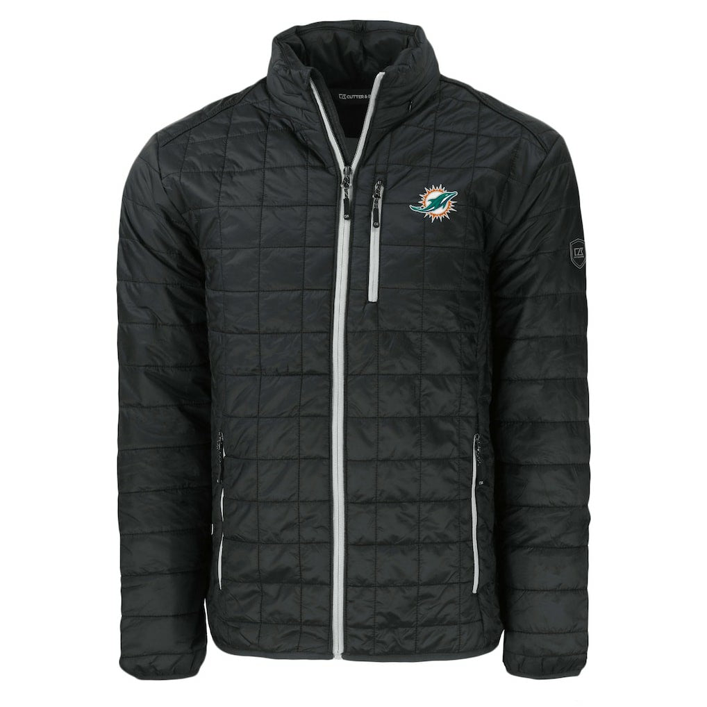 Miami Dolphins Cutter & Buck Big & Tall Rainier PrimaLoft Eco Insulated Full-Zip Puffer Jacket - Black - NFL