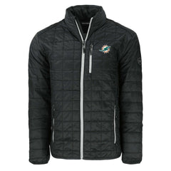 Miami Dolphins Cutter & Buck Big & Tall Rainier PrimaLoft Eco Insulated Full-Zip Puffer Jacket - Black - NFL