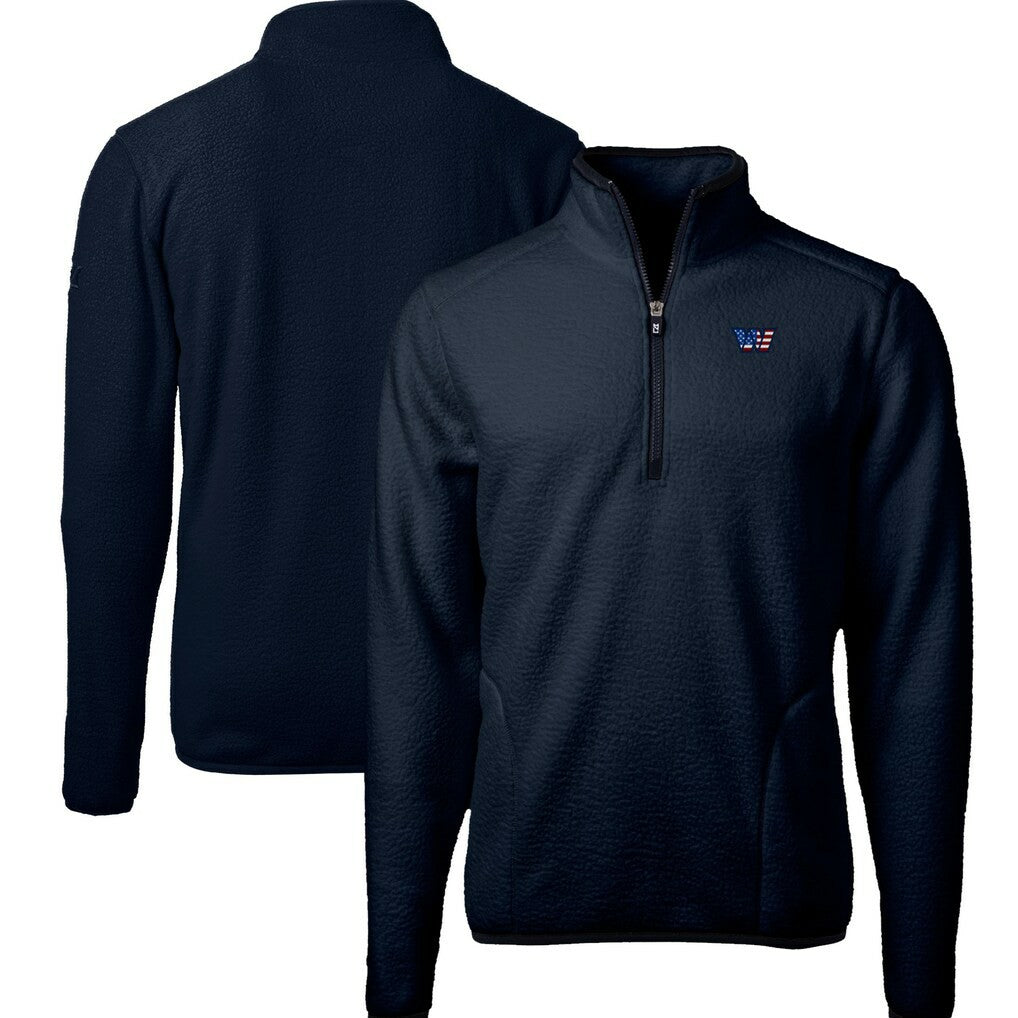 Washington Commanders Cutter & Buck Big & Tall Cascade Eco Fleece Quarter-Zip Jacket - Navy - NFL