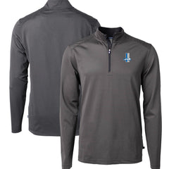 Detroit Lions Cutter & Buck Big & Tall Virtue Eco Pique Micro Stripe Tri-Blend Quarter-Zip Jacket - Black - NFL