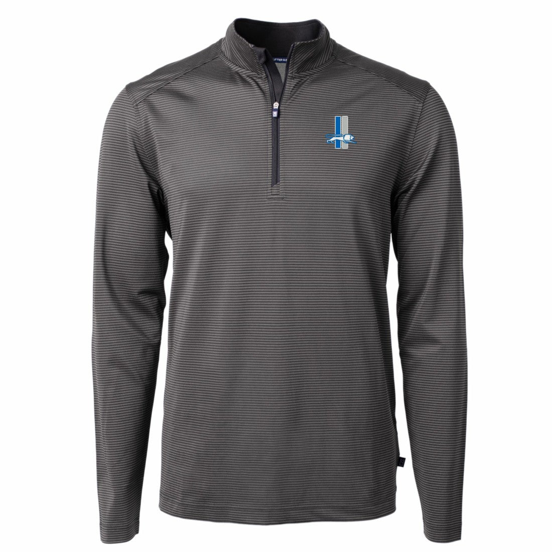Detroit Lions Cutter & Buck Big & Tall Virtue Eco Pique Micro Stripe Tri-Blend Quarter-Zip Jacket - Black - NFL