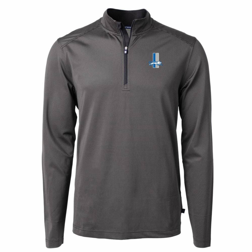 Detroit Lions Cutter & Buck Big & Tall Virtue Eco Pique Micro Stripe Tri-Blend Quarter-Zip Jacket - Black - NFL