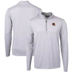 Cincinnati Bengals Cutter & Buck Big & Tall Virtue Eco Pique Micro Stripe Tri-Blend Quarter-Zip Jacket - Gray - NFL