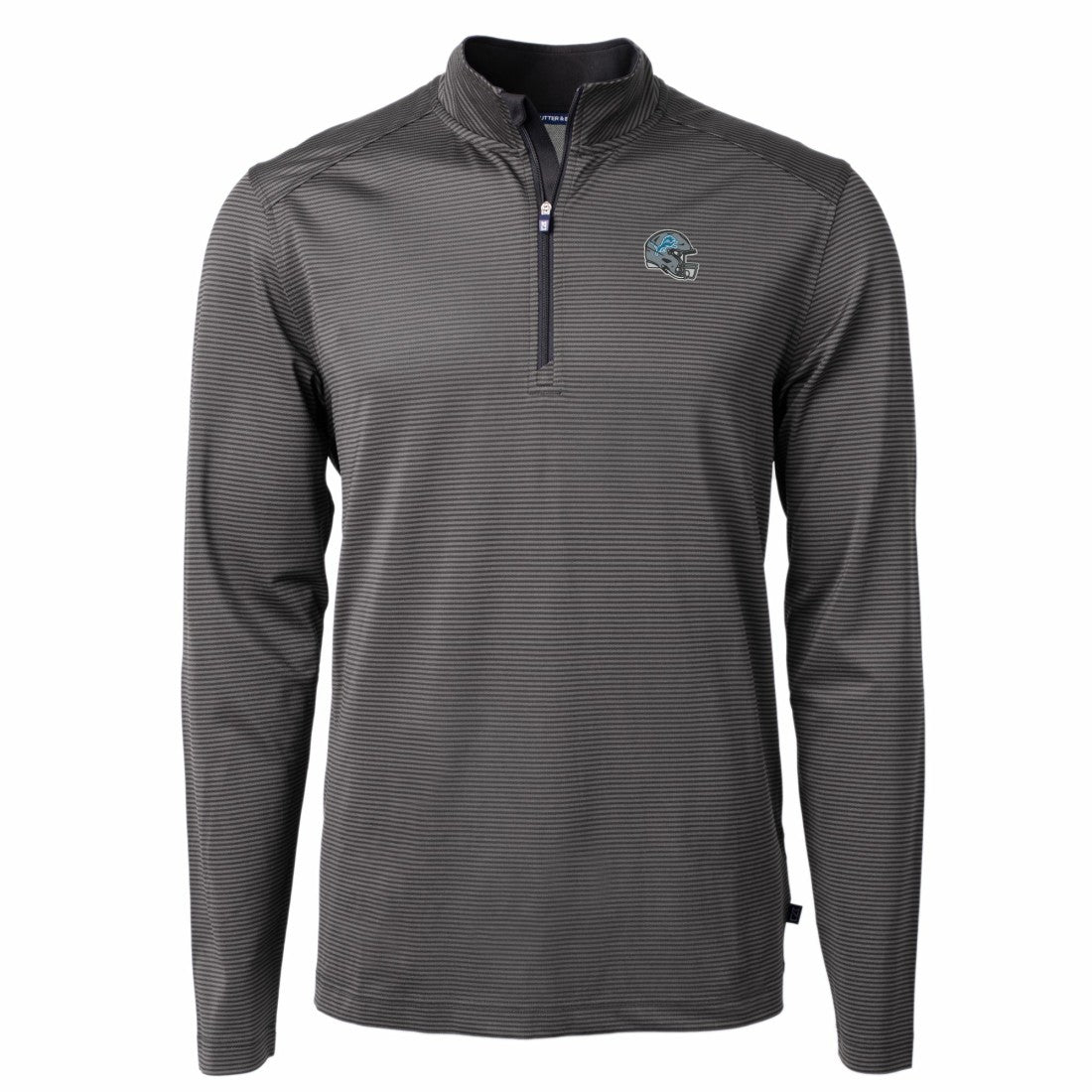 Detroit Lions Cutter & Buck Big & Tall Virtue Eco Pique Micro Stripe Tri-Blend Quarter-Zip Jacket - Black - NFL