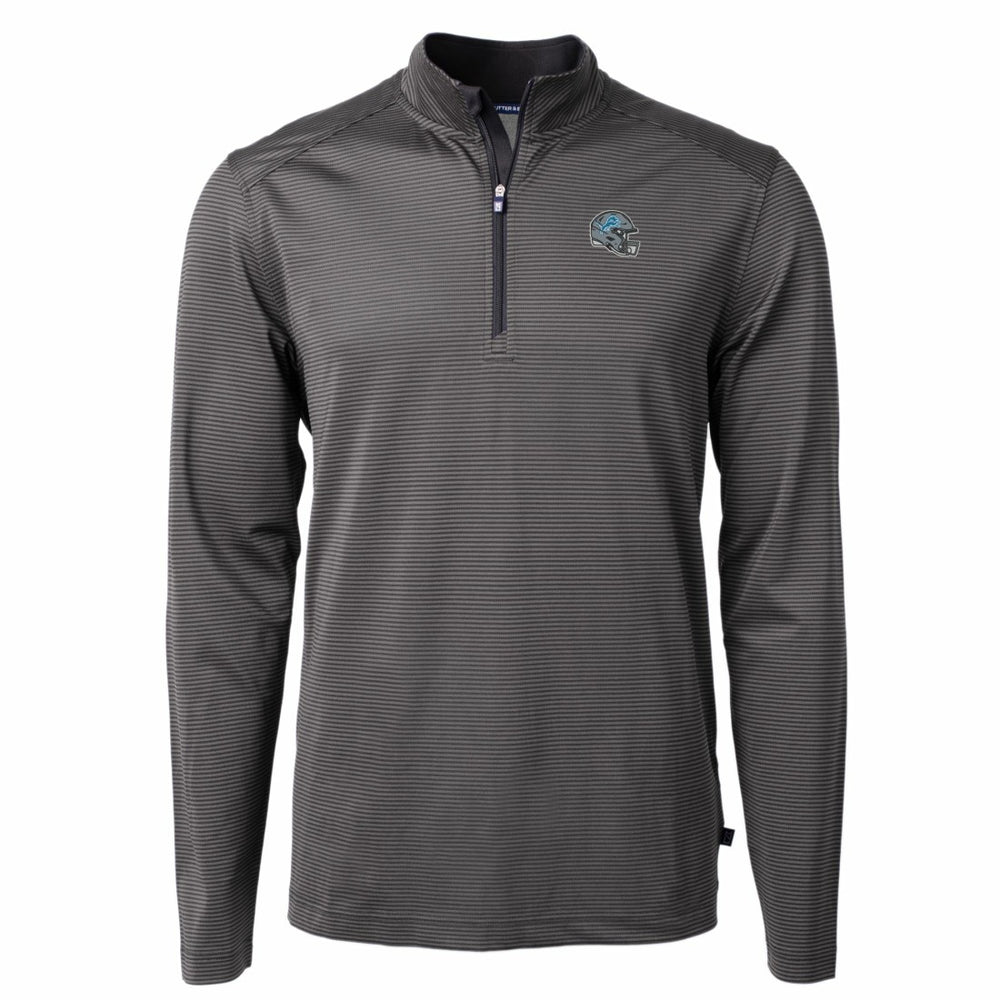 Detroit Lions Cutter & Buck Big & Tall Virtue Eco Pique Micro Stripe Tri-Blend Quarter-Zip Jacket - Black - NFL