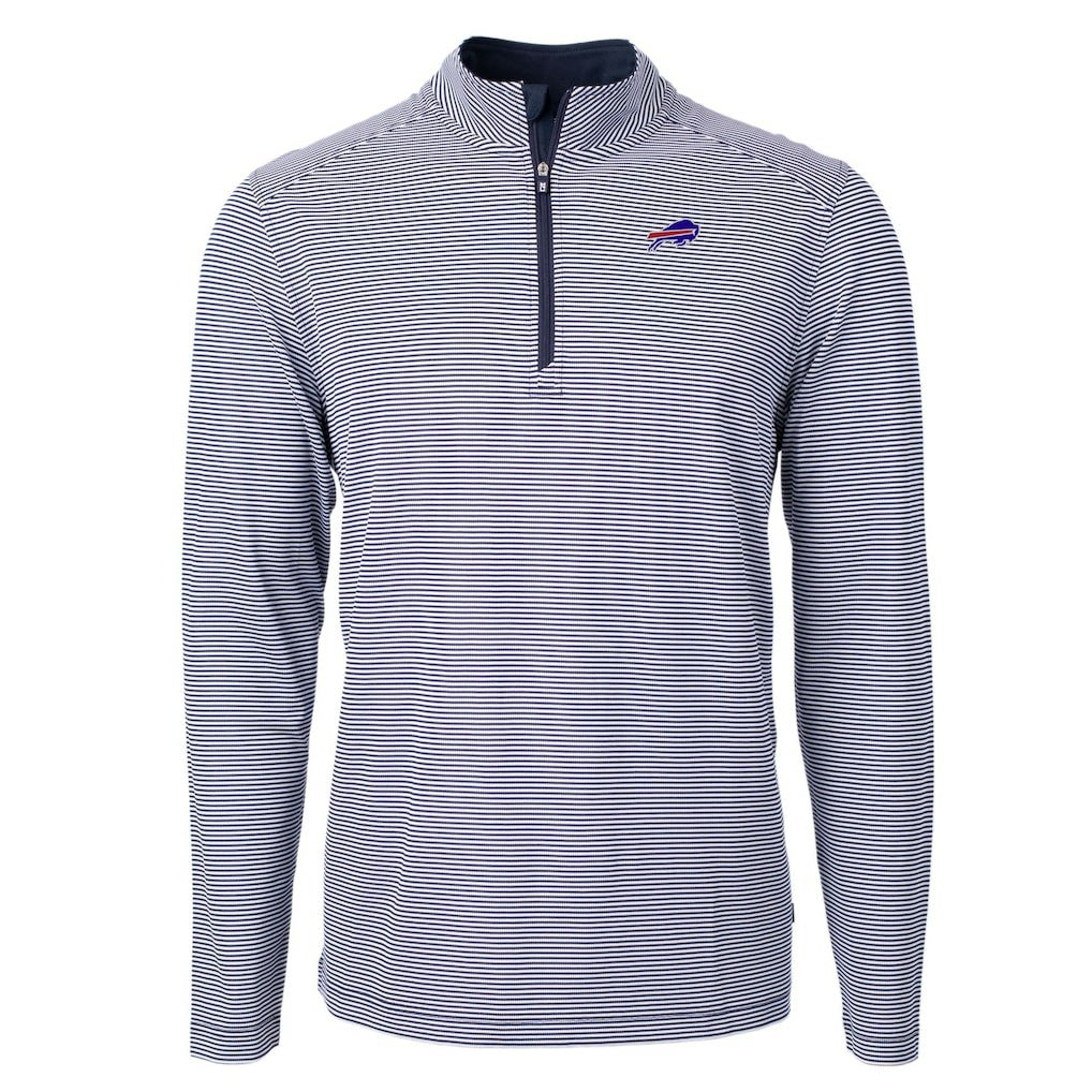 Buffalo Bills Cutter & Buck Big & Tall Virtue Eco Pique Micro Stripe Tri-Blend Quarter-Zip Jacket - Navy - NFL
