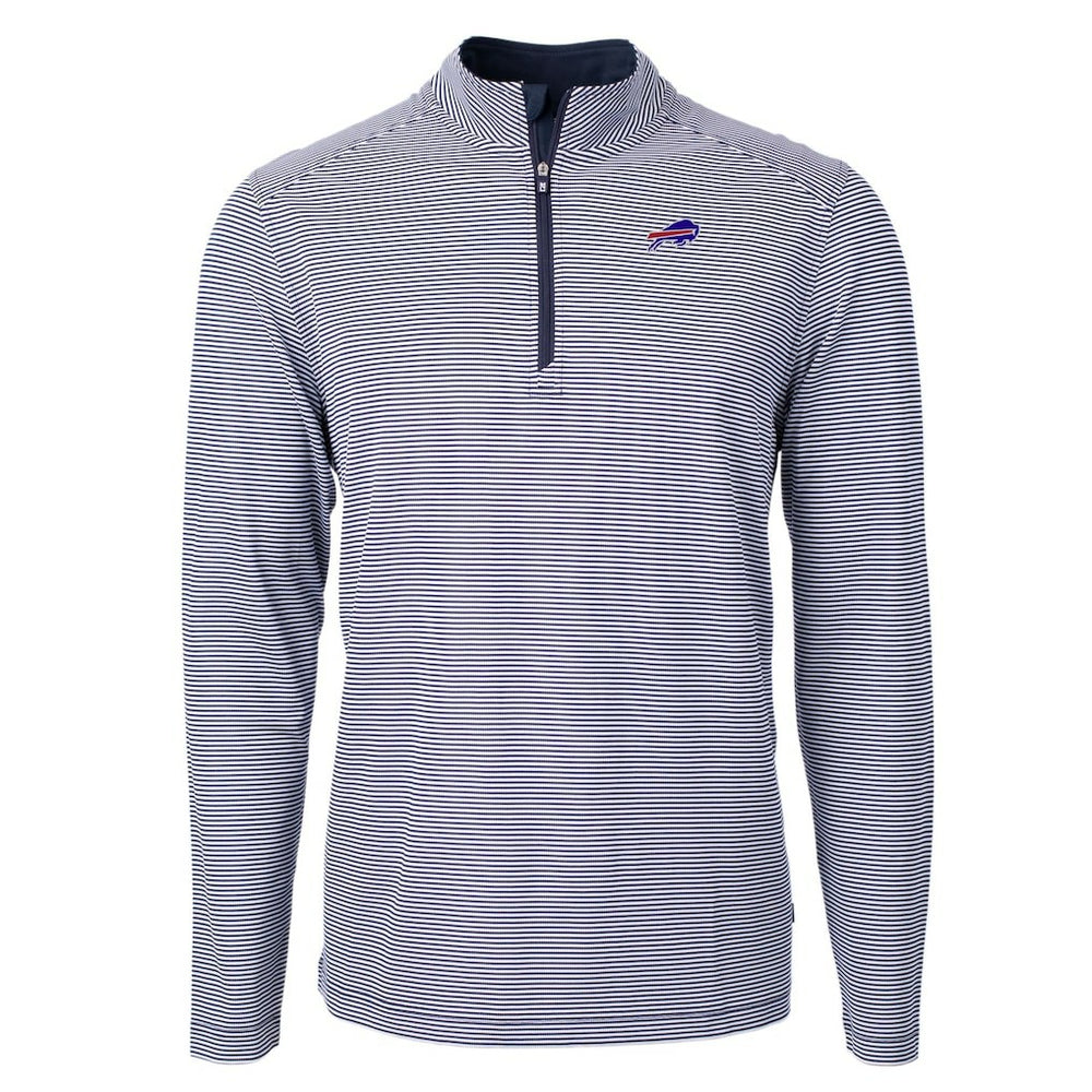 Buffalo Bills Cutter & Buck Big & Tall Virtue Eco Pique Micro Stripe Tri-Blend Quarter-Zip Jacket - Navy - NFL