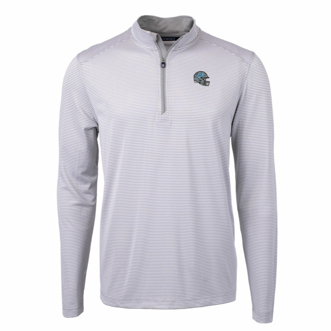 Detroit Lions Cutter & Buck Big & Tall Virtue Eco Pique Micro Stripe Tri-Blend Quarter-Zip Jacket - Gray - NFL
