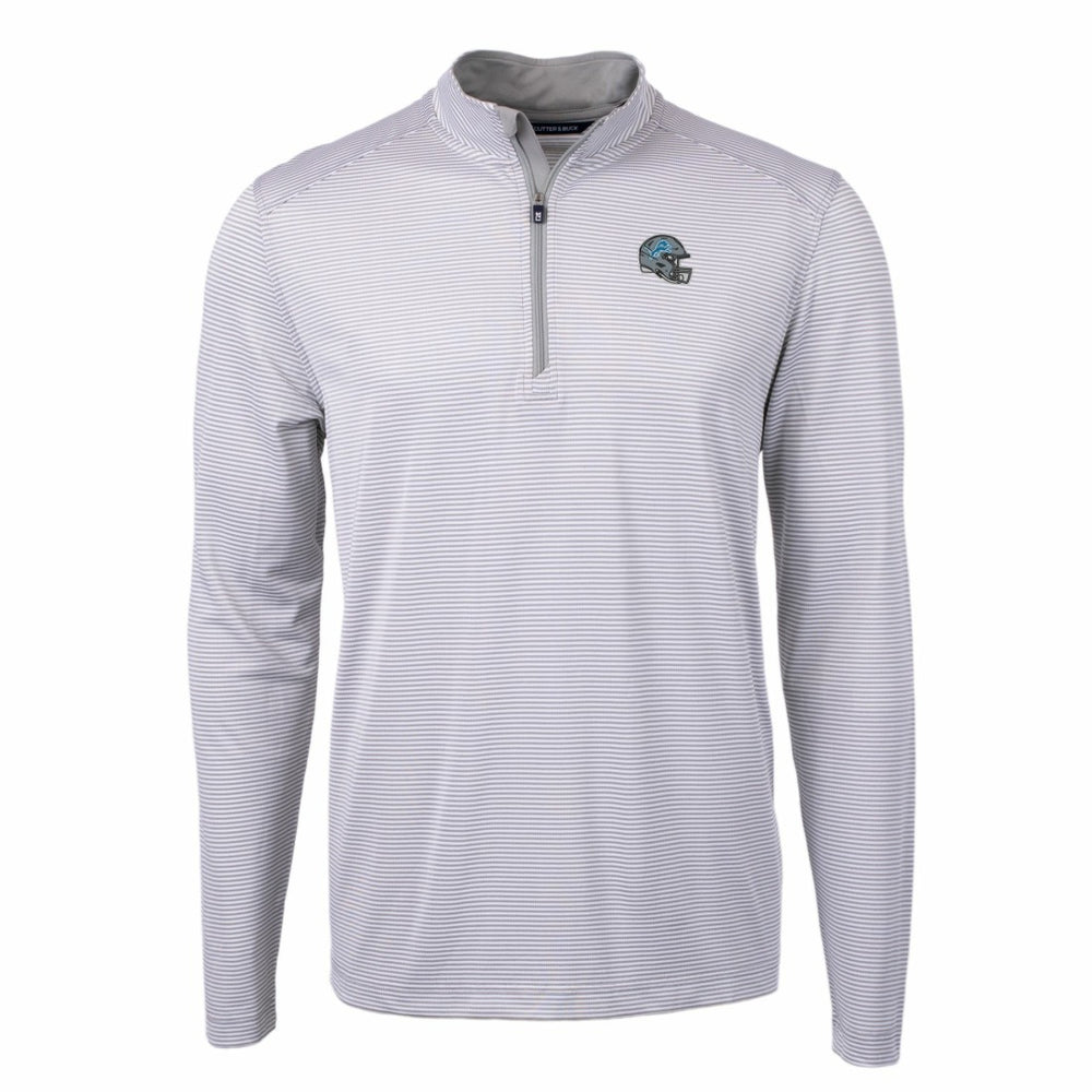 Detroit Lions Cutter & Buck Big & Tall Virtue Eco Pique Micro Stripe Tri-Blend Quarter-Zip Jacket - Gray - NFL