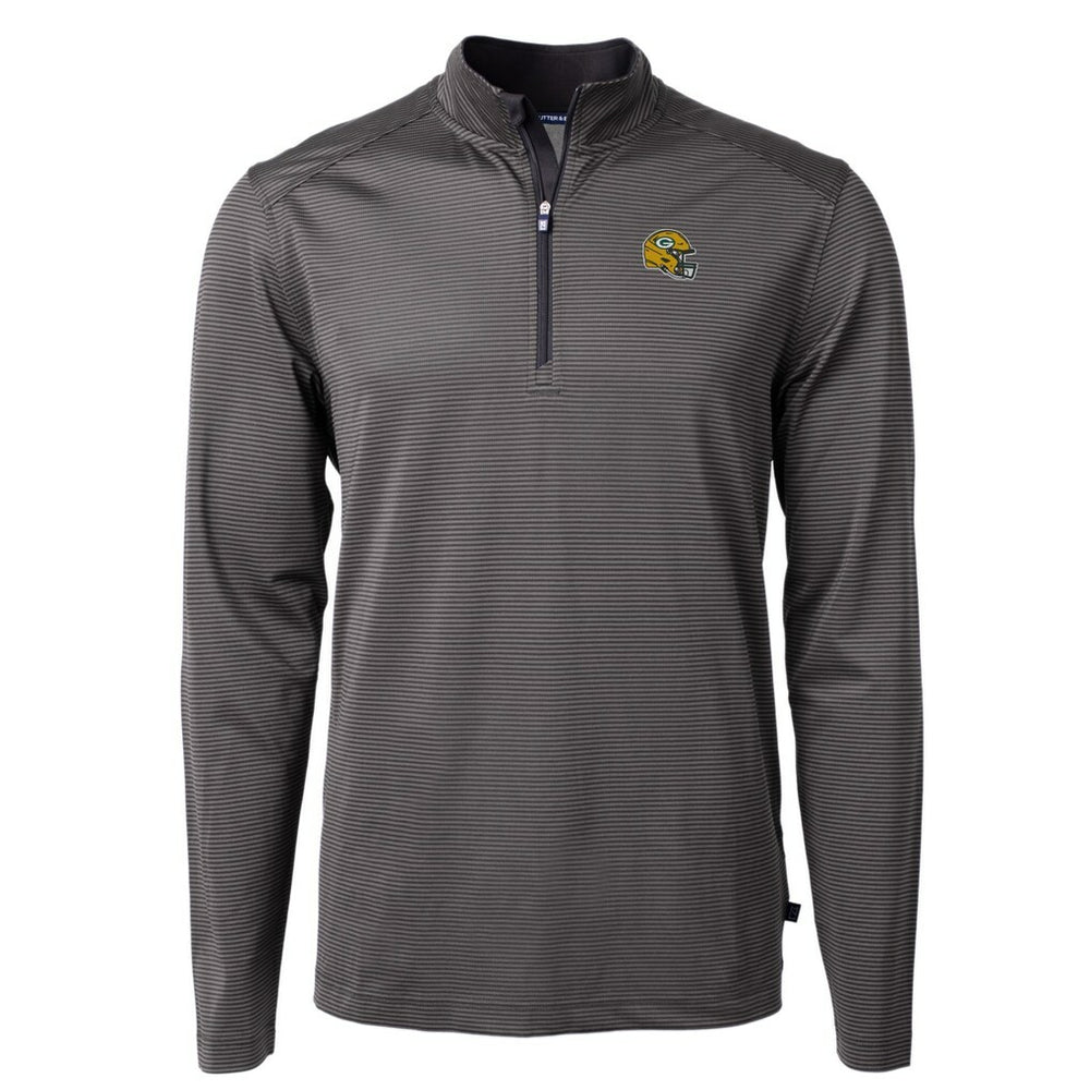 Green Bay Packers Cutter & Buck Big & Tall Virtue Eco Pique Micro Stripe Tri-Blend Quarter-Zip Jacket - Black - NFL