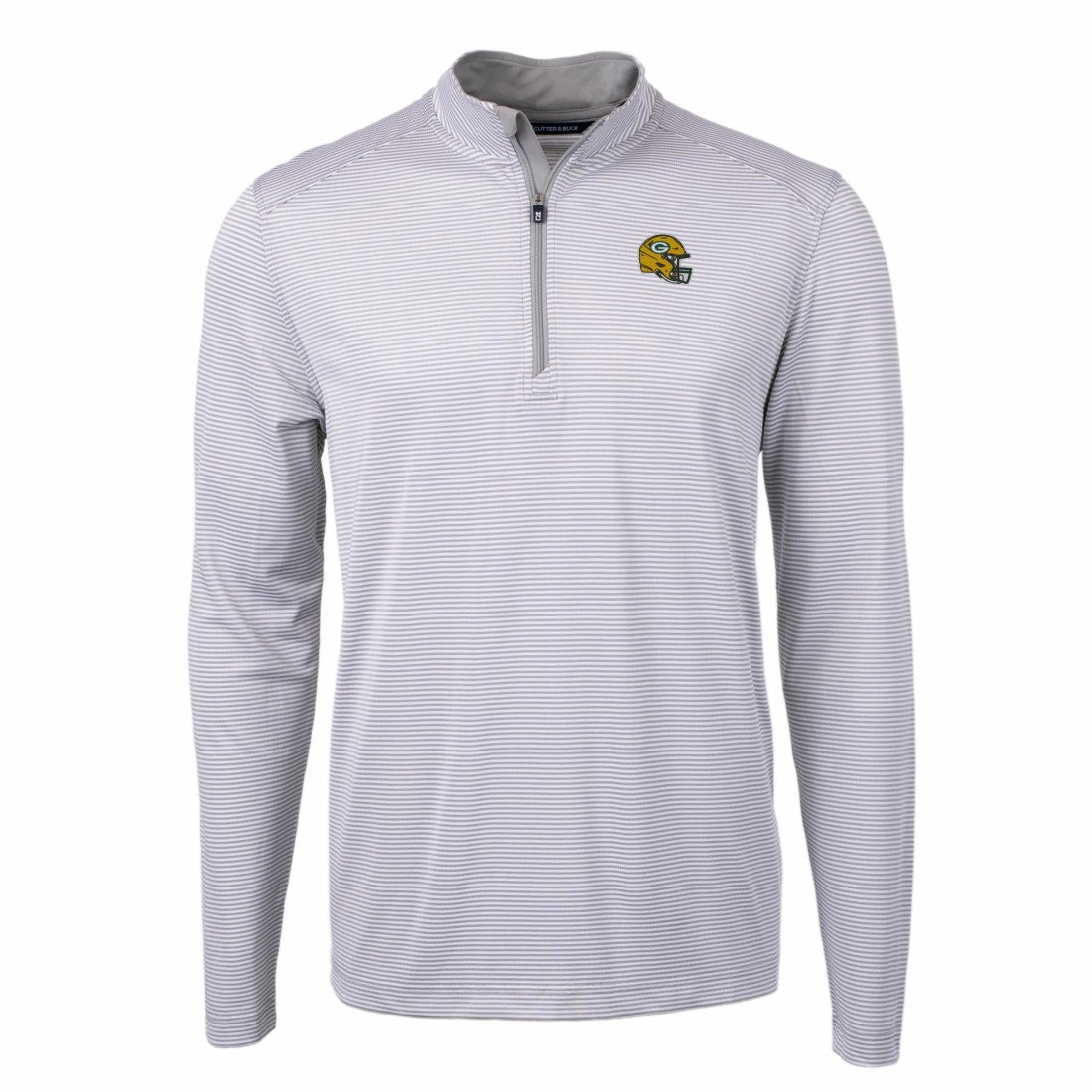 Green Bay Packers Cutter & Buck Big & Tall Virtue Eco Pique Micro Stripe Tri-Blend Quarter-Zip Jacket - Gray - NFL