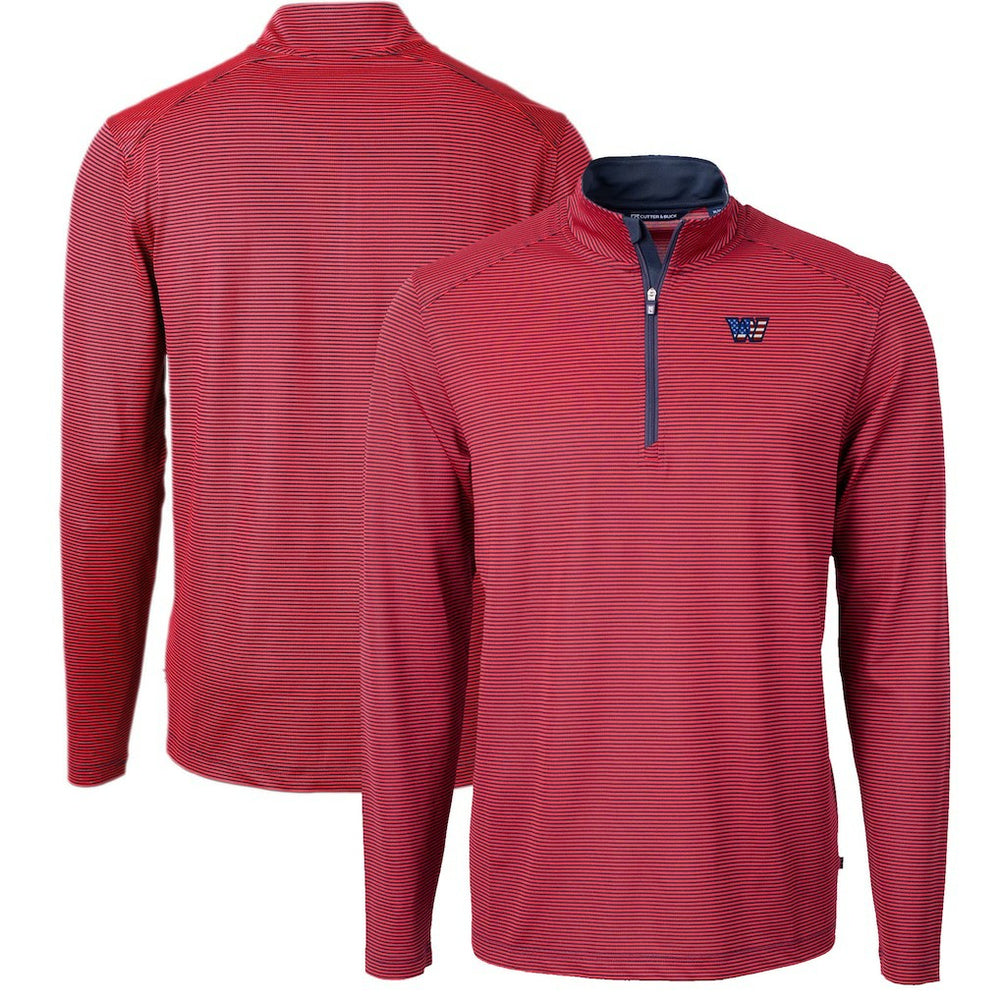 Washington Commanders Cutter & Buck Big & Tall Americana Virtue Eco Pique Micro Stripe Tri-Blend Quarter-Zip Jacket - Red - NFL