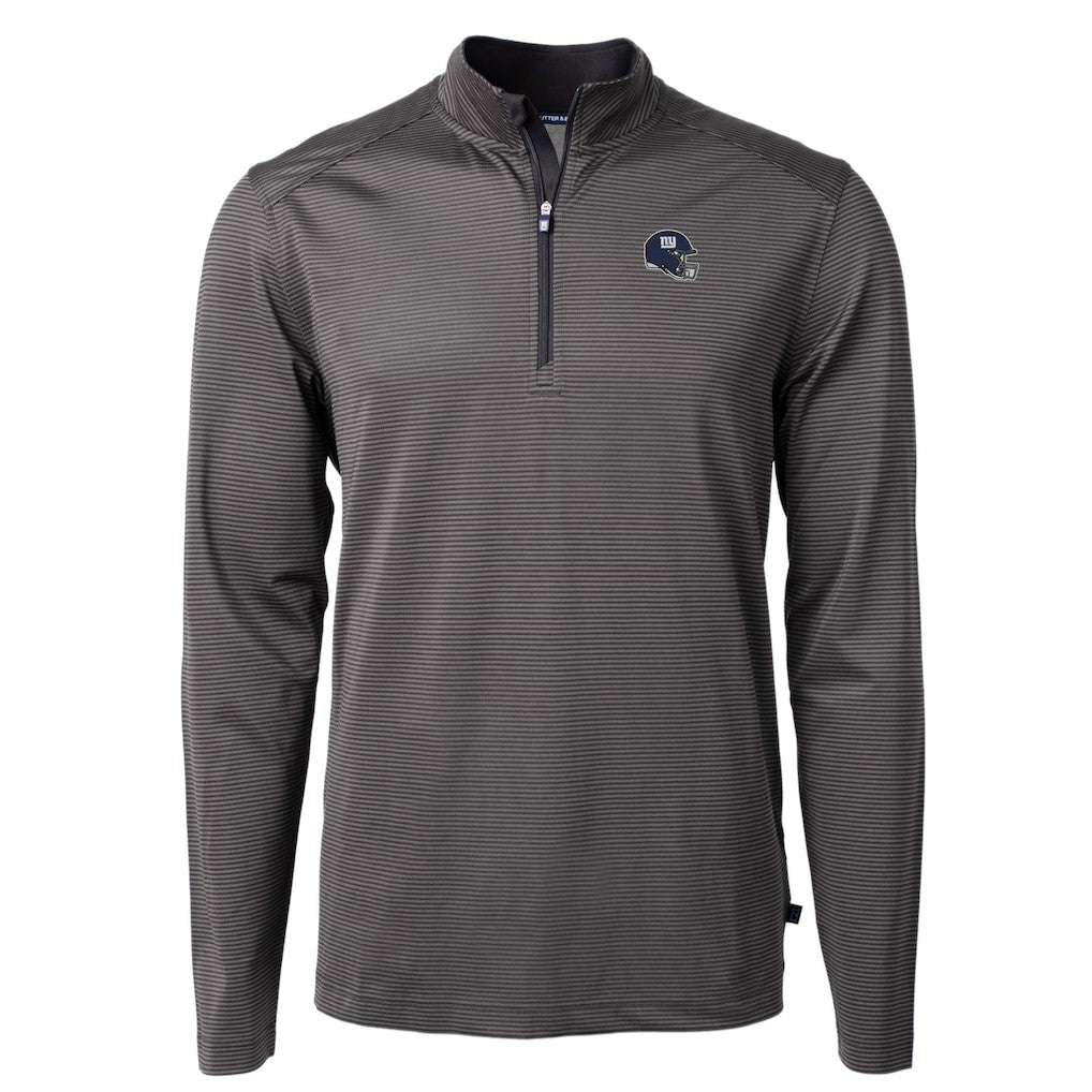 New York Giants Cutter & Buck Big & Tall Virtue Eco Pique Micro Stripe Tri-Blend Quarter-Zip Jacket - Black - NFL