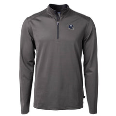New York Giants Cutter & Buck Big & Tall Virtue Eco Pique Micro Stripe Tri-Blend Quarter-Zip Jacket - Black - NFL