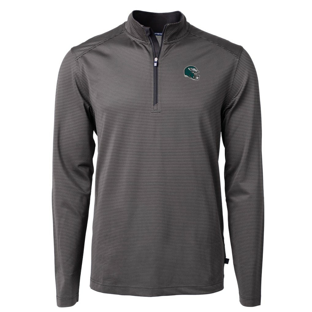 Philadelphia Eagles Cutter & Buck Big & Tall Virtue Eco Pique Micro Stripe Tri-Blend Quarter-Zip Jacket - Black - NFL
