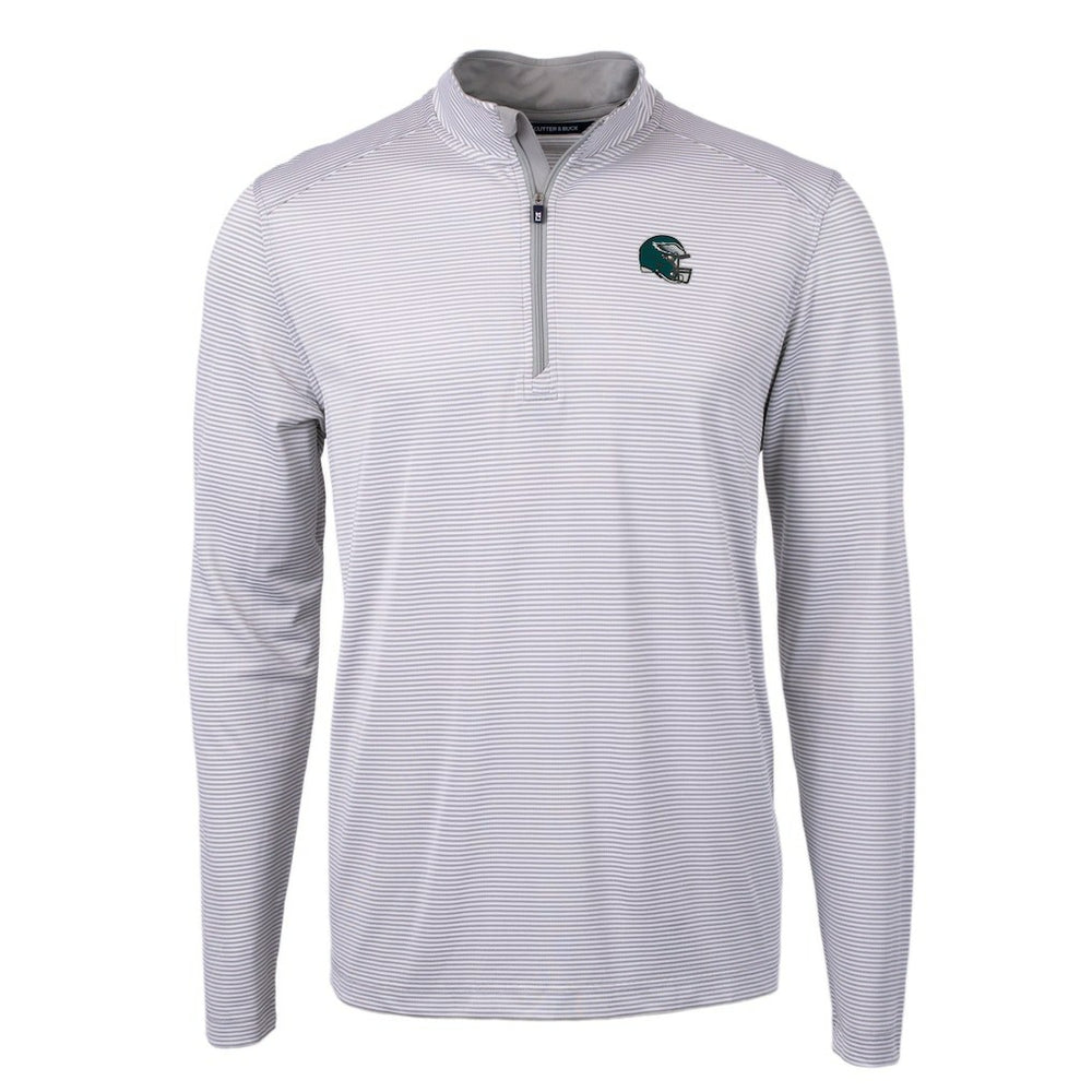 Philadelphia Eagles Cutter & Buck Big & Tall Virtue Eco Pique Micro Stripe Tri-Blend Quarter-Zip Jacket - Gray - NFL