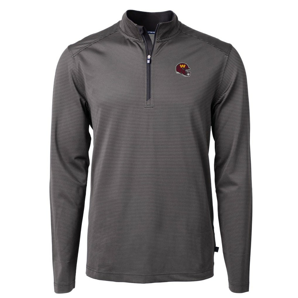 Washington Commanders Cutter & Buck Big & Tall Virtue Eco Pique Micro Stripe Tri-Blend Quarter-Zip Jacket - Black - NFL