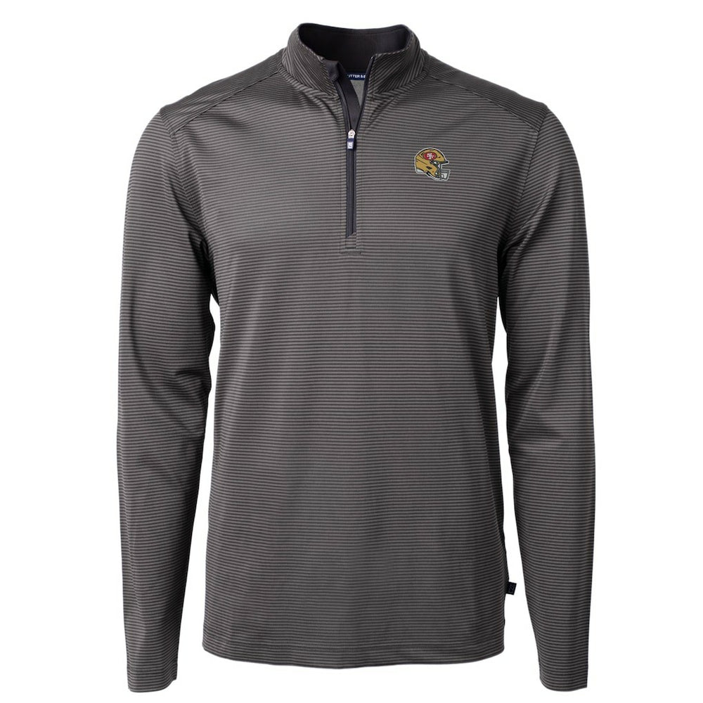 San Francisco 49ers Cutter & Buck Big & Tall Virtue Eco Pique Micro Stripe Tri-Blend Quarter-Zip Jacket - Black - NFL