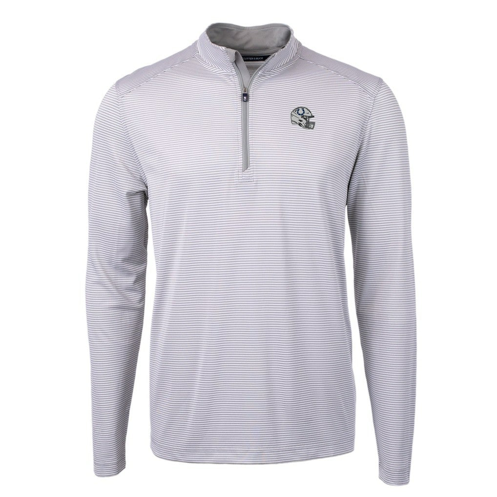 Indianapolis Colts Cutter & Buck Big & Tall Virtue Eco Pique Micro Stripe Tri-Blend Quarter-Zip Jacket - Gray - NFL
