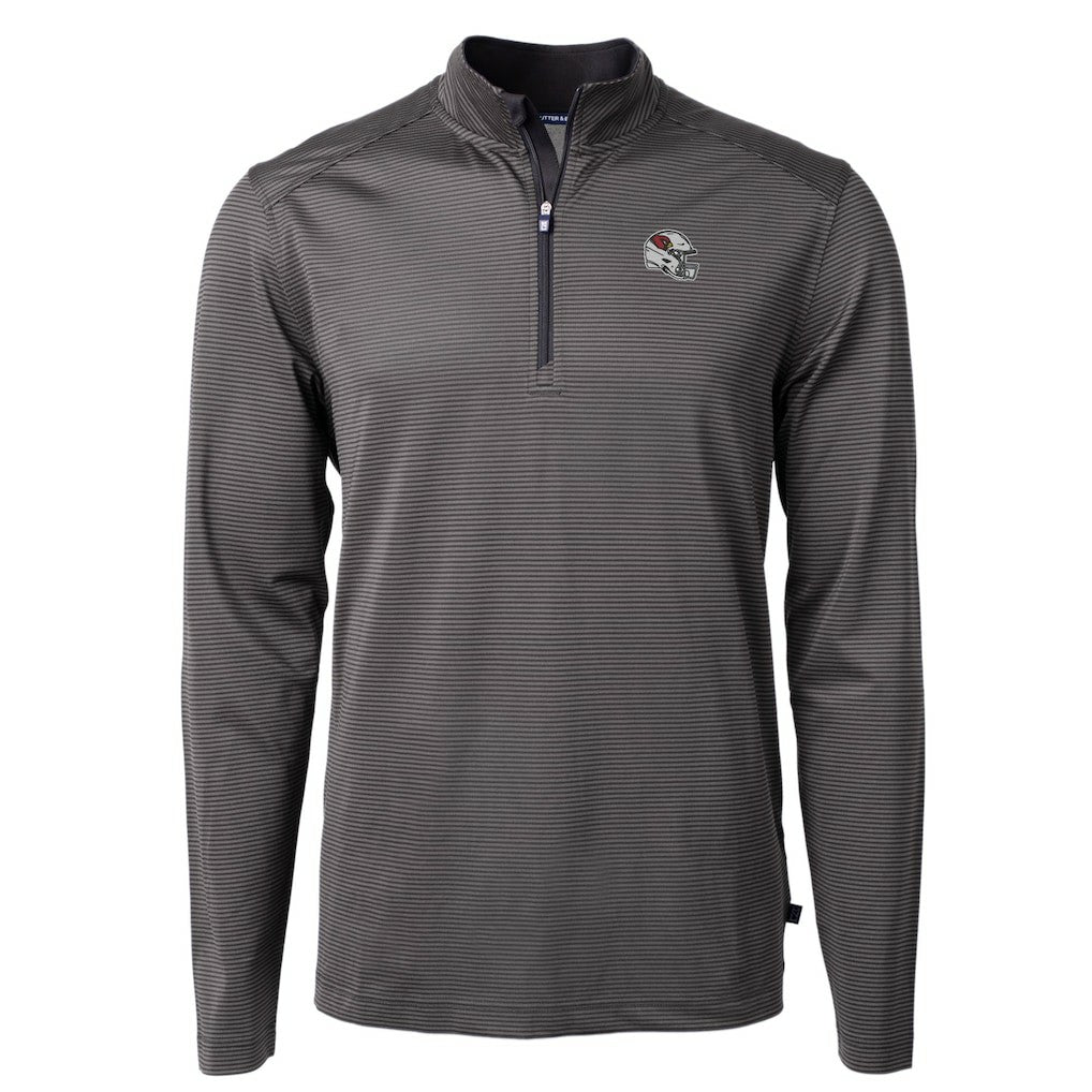 Arizona Cardinals Cutter & Buck Big & Tall Virtue Eco Pique Micro Stripe Tri-Blend Quarter-Zip Jacket - Black - NFL