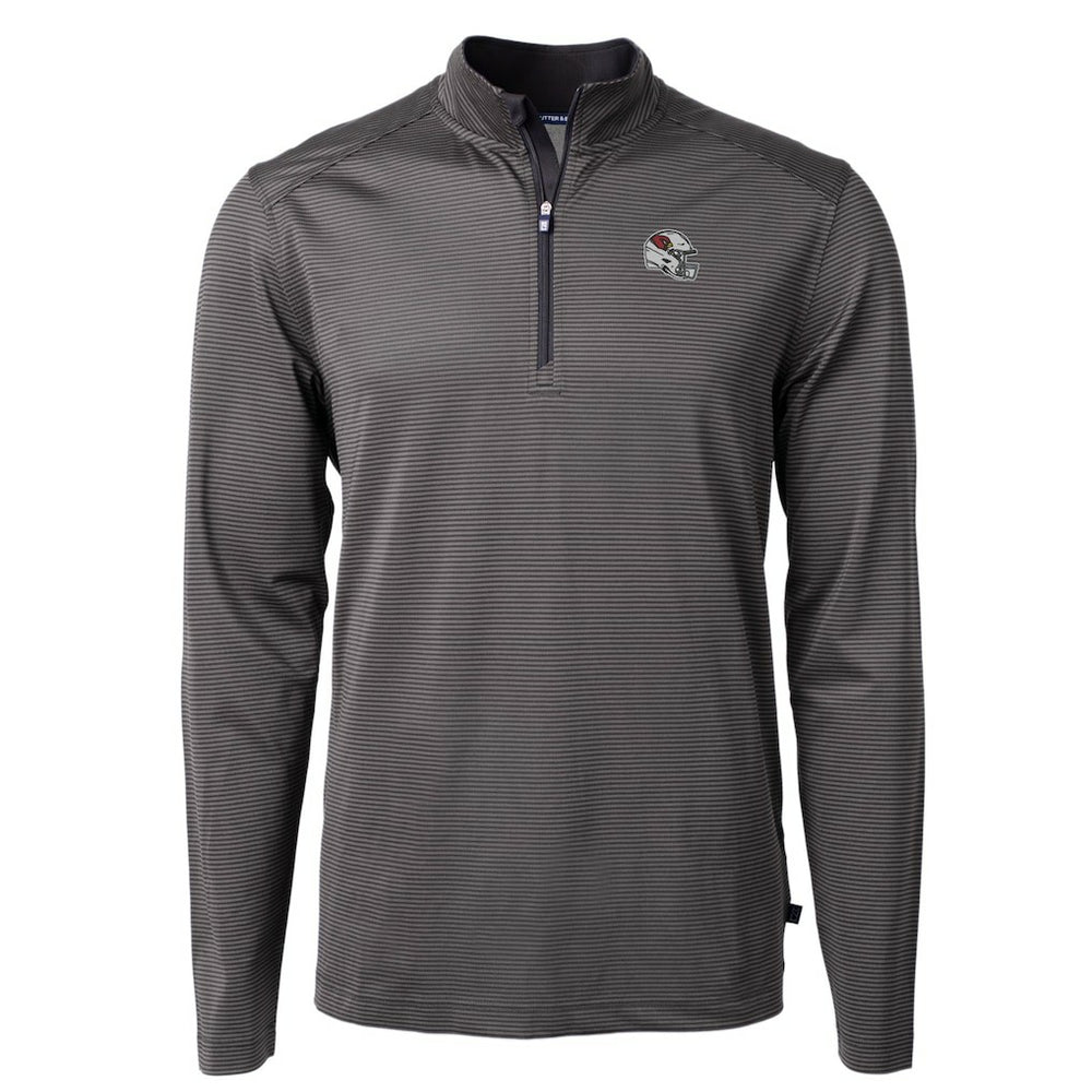 Arizona Cardinals Cutter & Buck Big & Tall Virtue Eco Pique Micro Stripe Tri-Blend Quarter-Zip Jacket - Black - NFL