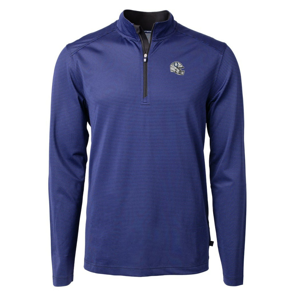 Indianapolis Colts Cutter & Buck Big & Tall Virtue Eco Pique Micro Stripe Tri-Blend Quarter-Zip Jacket - Royal - NFL