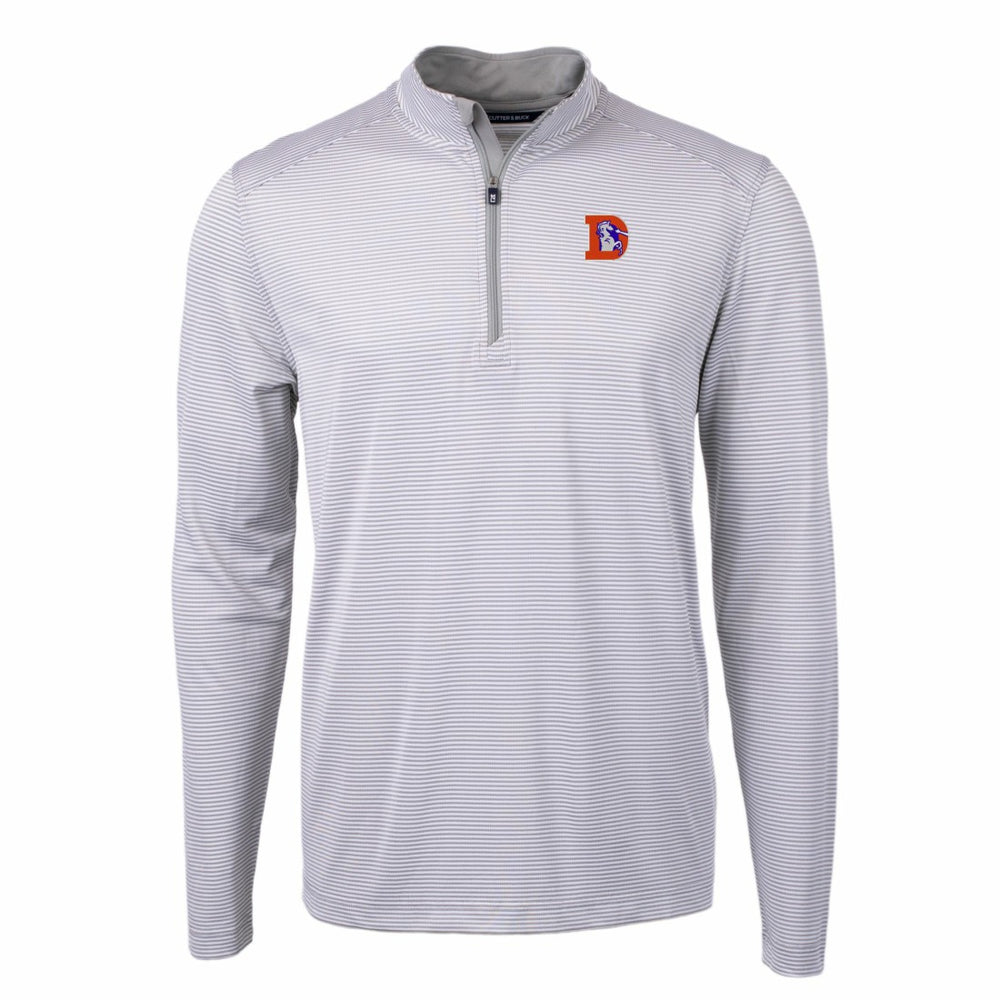 Denver Broncos Cutter & Buck Big & Tall Virtue Eco Pique Micro Stripe Tri-Blend Quarter-Zip Jacket - Gray - NFL