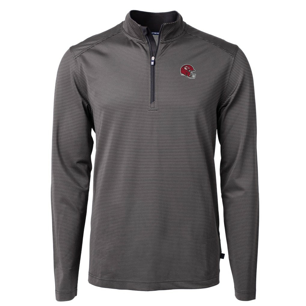 Kansas City Chiefs Cutter & Buck Big & Tall Virtue Eco Pique Micro Stripe Tri-Blend Quarter-Zip Jacket - Black - NFL