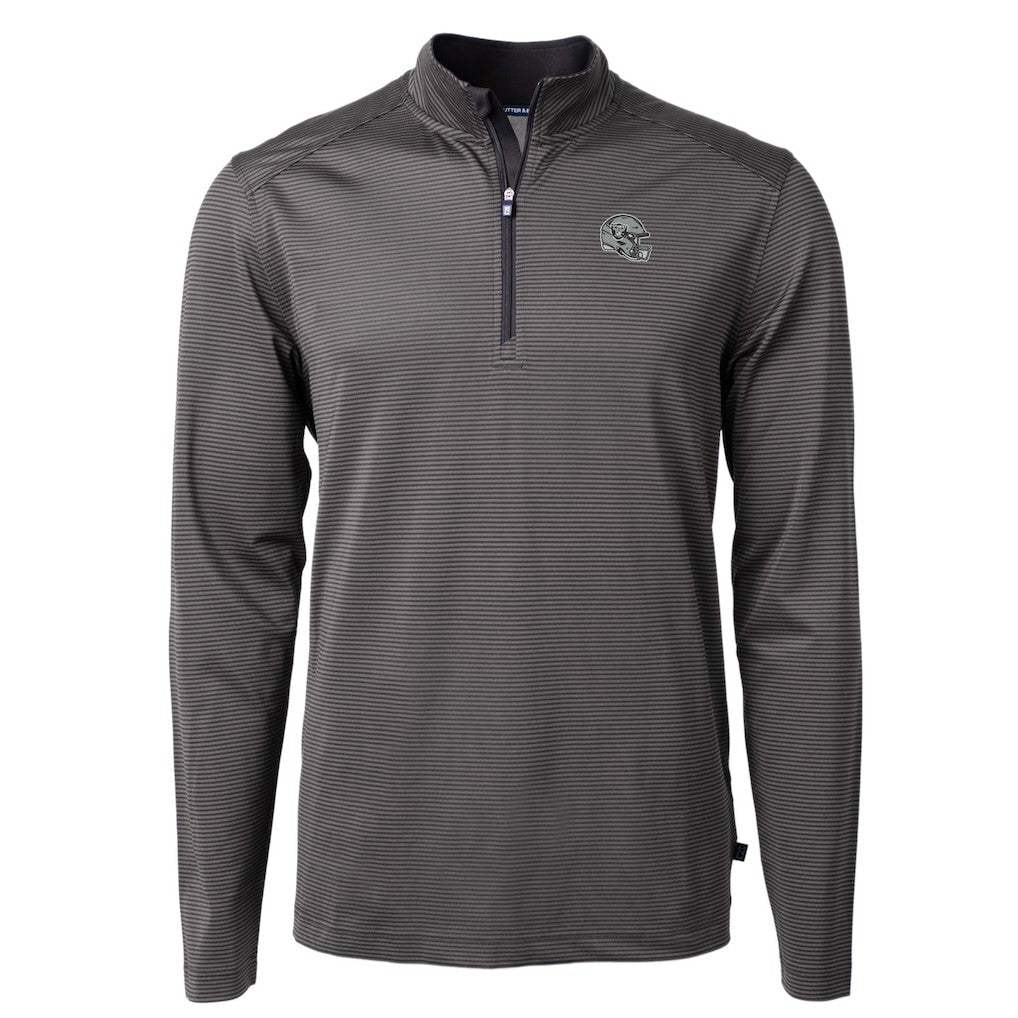 Las Vegas Raiders Cutter & Buck Big & Tall Virtue Eco Pique Micro Stripe Tri-Blend Quarter-Zip Jacket - Black - NFL