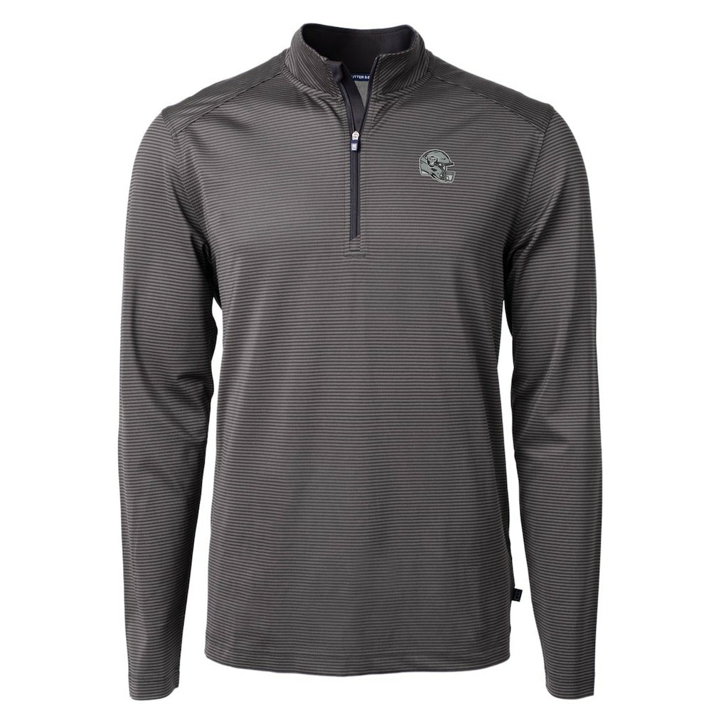 Las Vegas Raiders Cutter & Buck Big & Tall Virtue Eco Pique Micro Stripe Tri-Blend Quarter-Zip Jacket - Black - NFL