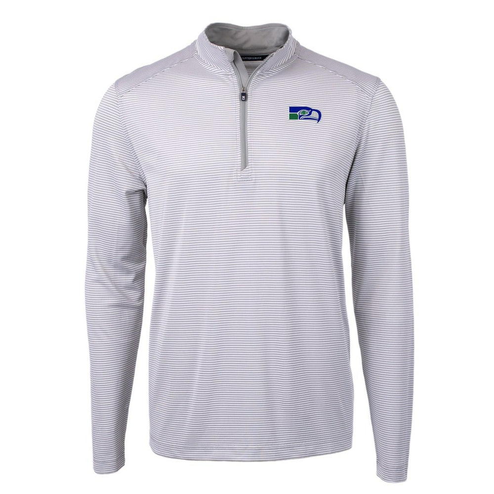 Seattle Seahawks Cutter & Buck Big & Tall Virtue Eco Pique Micro Stripe Tri-Blend Quarter-Zip Jacket - Gray - NFL