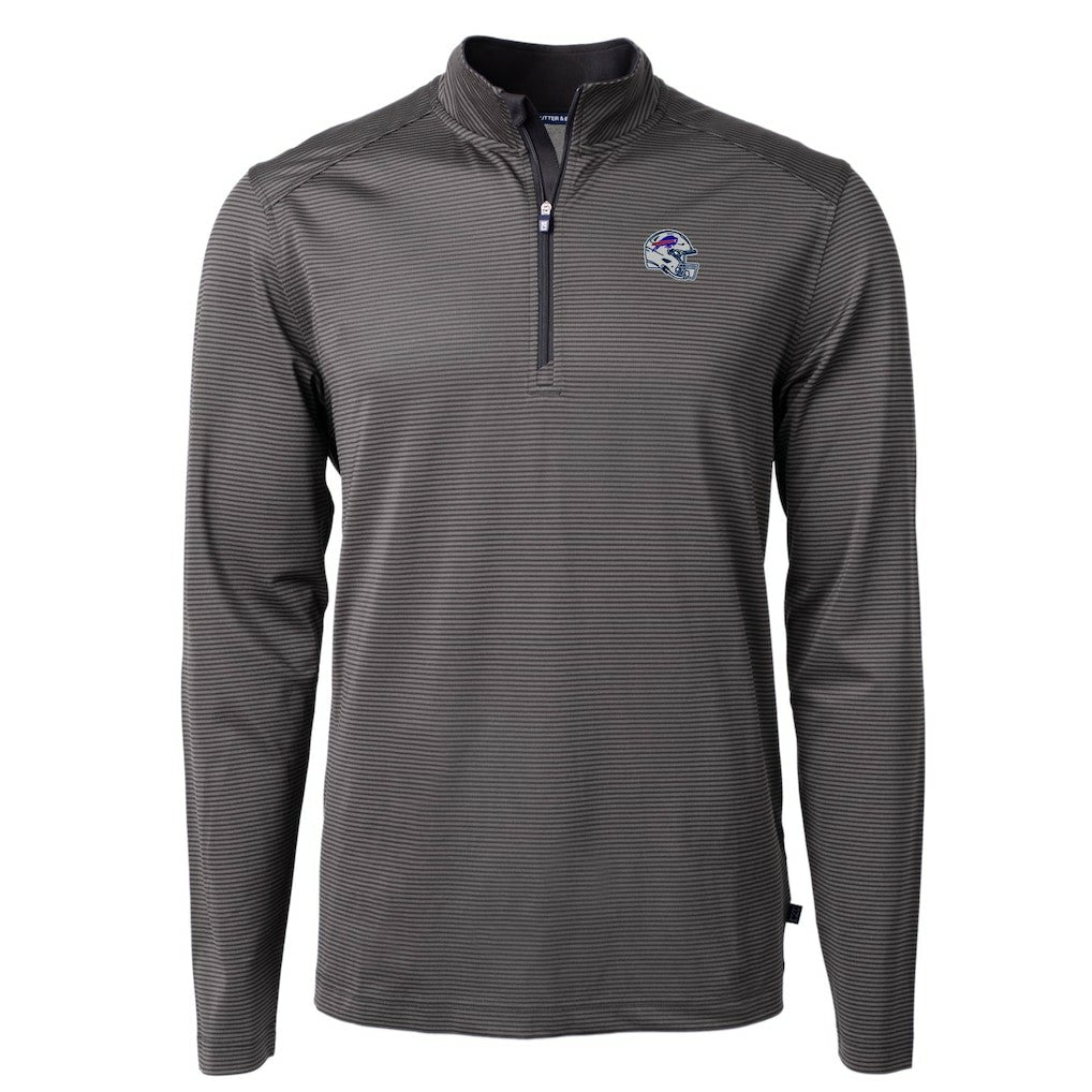 Buffalo Bills Cutter & Buck Big & Tall Virtue Eco Pique Micro Stripe Tri-Blend Quarter-Zip Jacket - Black - NFL