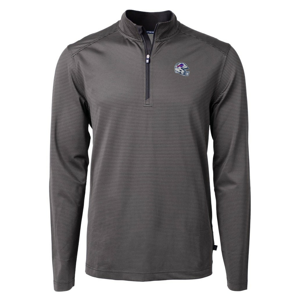 Buffalo Bills Cutter & Buck Big & Tall Virtue Eco Pique Micro Stripe Tri-Blend Quarter-Zip Jacket - Black - NFL