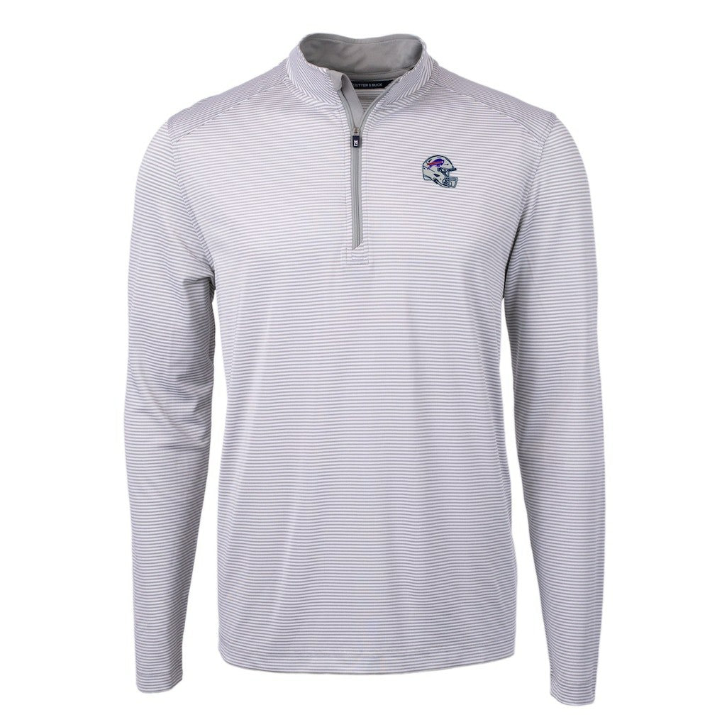 Buffalo Bills Cutter & Buck Big & Tall Virtue Eco Pique Micro Stripe Tri-Blend Quarter-Zip Jacket - Gray - NFL