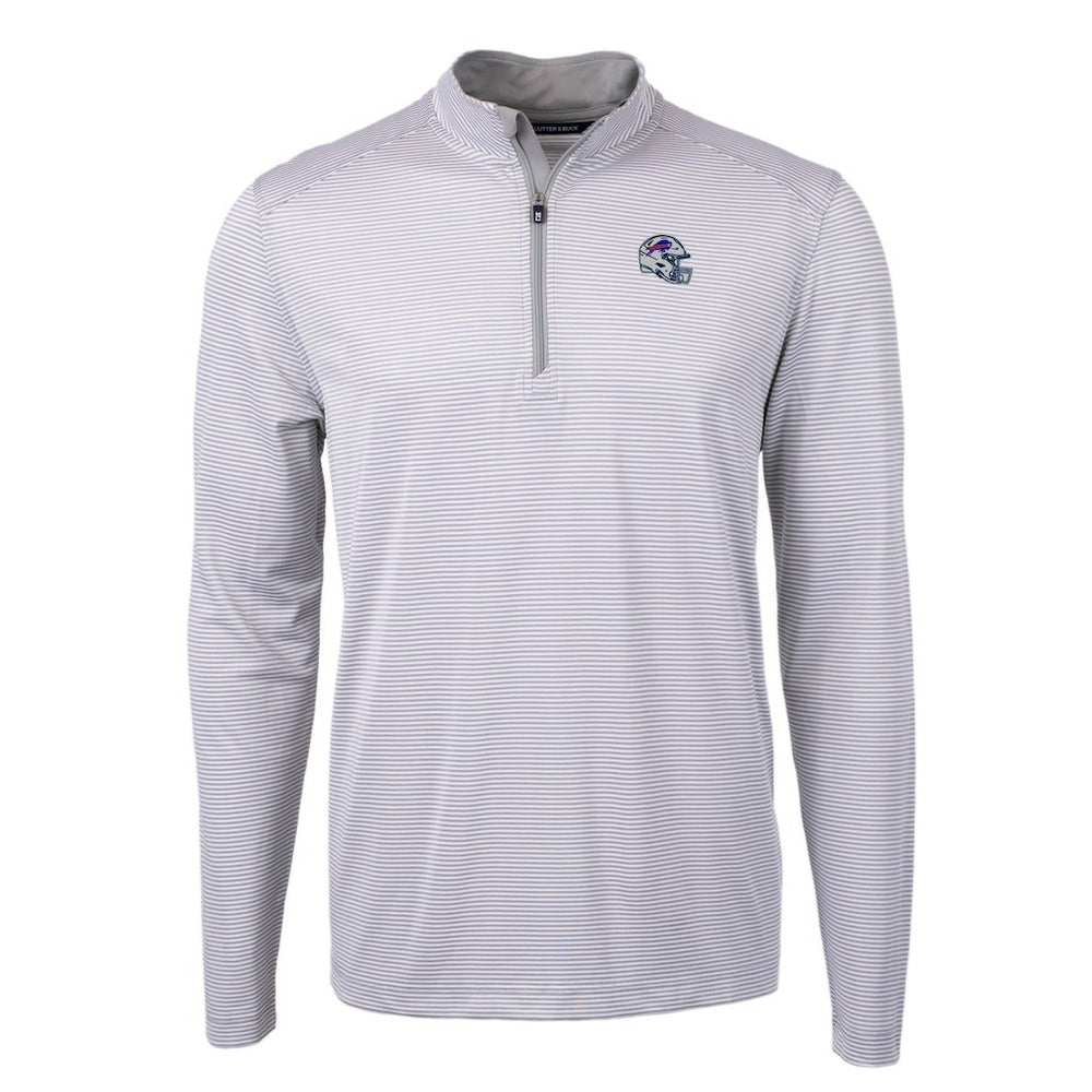 Buffalo Bills Cutter & Buck Big & Tall Virtue Eco Pique Micro Stripe Tri-Blend Quarter-Zip Jacket - Gray - NFL