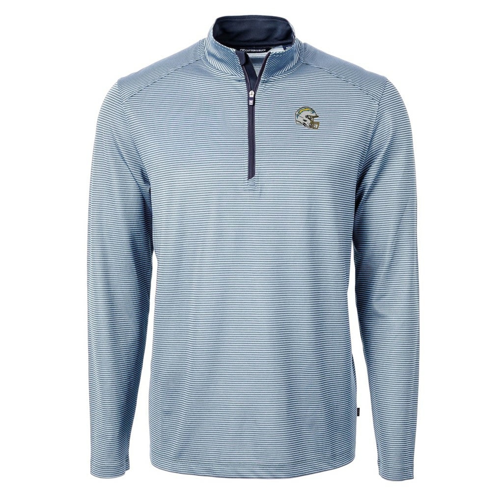 Los Angeles Chargers Cutter & Buck Big & Tall Virtue Eco Pique Micro Stripe Tri-Blend Quarter-Zip Jacket - Powder Blue - NFL