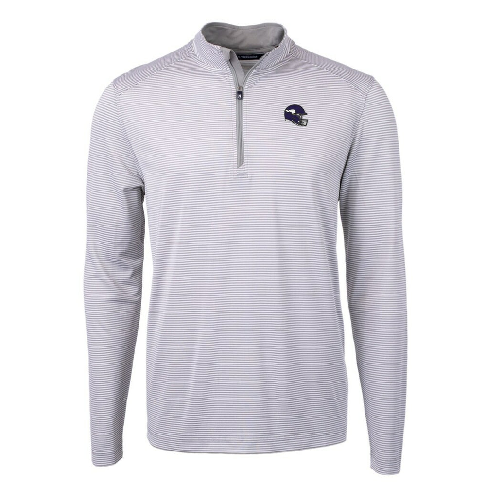Minnesota Vikings Cutter & Buck Big & Tall Virtue Eco Pique Micro Stripe Tri-Blend Quarter-Zip Jacket - Gray - NFL