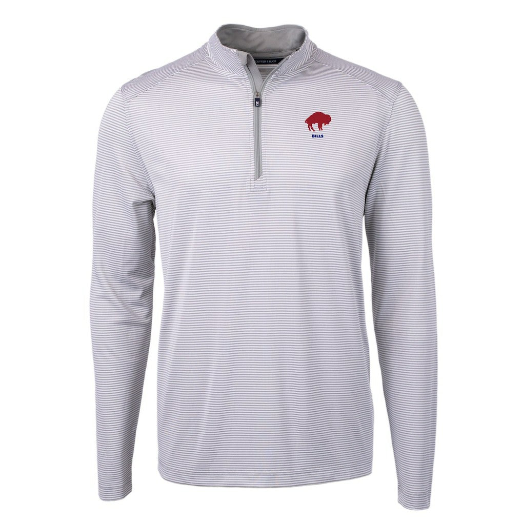 Buffalo Bills Cutter & Buck Big & Tall Virtue Eco Pique Micro Stripe Tri-Blend Quarter-Zip Jacket - Gray - NFL