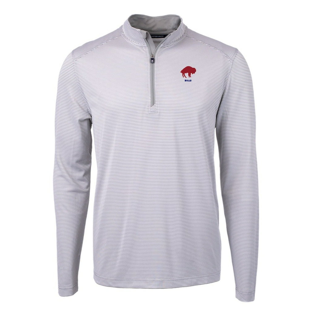 Buffalo Bills Cutter & Buck Big & Tall Virtue Eco Pique Micro Stripe Tri-Blend Quarter-Zip Jacket - Gray - NFL