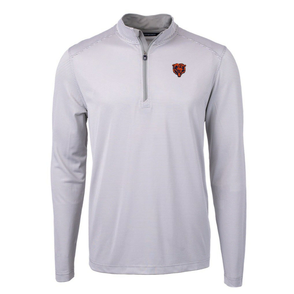 Chicago Bears Cutter & Buck Big & Tall Virtue Eco Pique Micro Stripe Tri-Blend Quarter-Zip Jacket - Gray - NFL