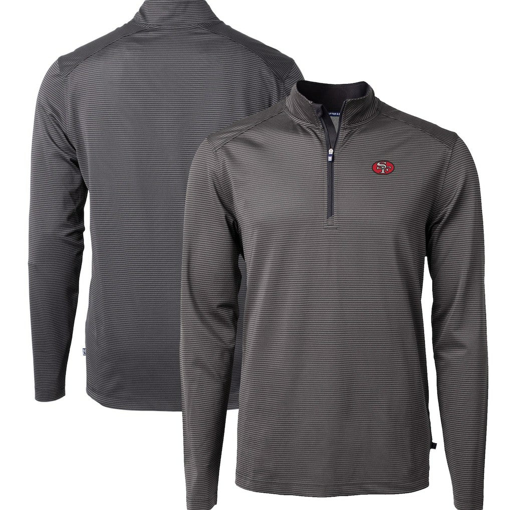 San Francisco 49ers Cutter & Buck Big & Tall Virtue Eco Pique Micro Stripe Tri-Blend Quarter-Zip Jacket - Black - NFL