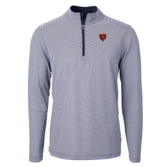 Chicago Bears Cutter & Buck Big & Tall Virtue Eco Pique Micro Stripe Tri-Blend Quarter-Zip Jacket - Navy - NFL