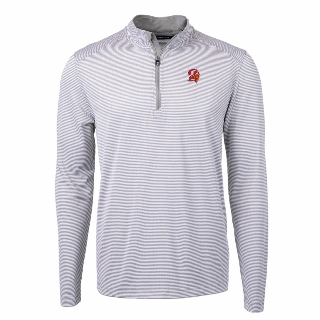 Tampa Bay Buccaneers Cutter & Buck Big & Tall Virtue Eco Pique Micro Stripe Tri-Blend Quarter-Zip Jacket - Gray - NFL