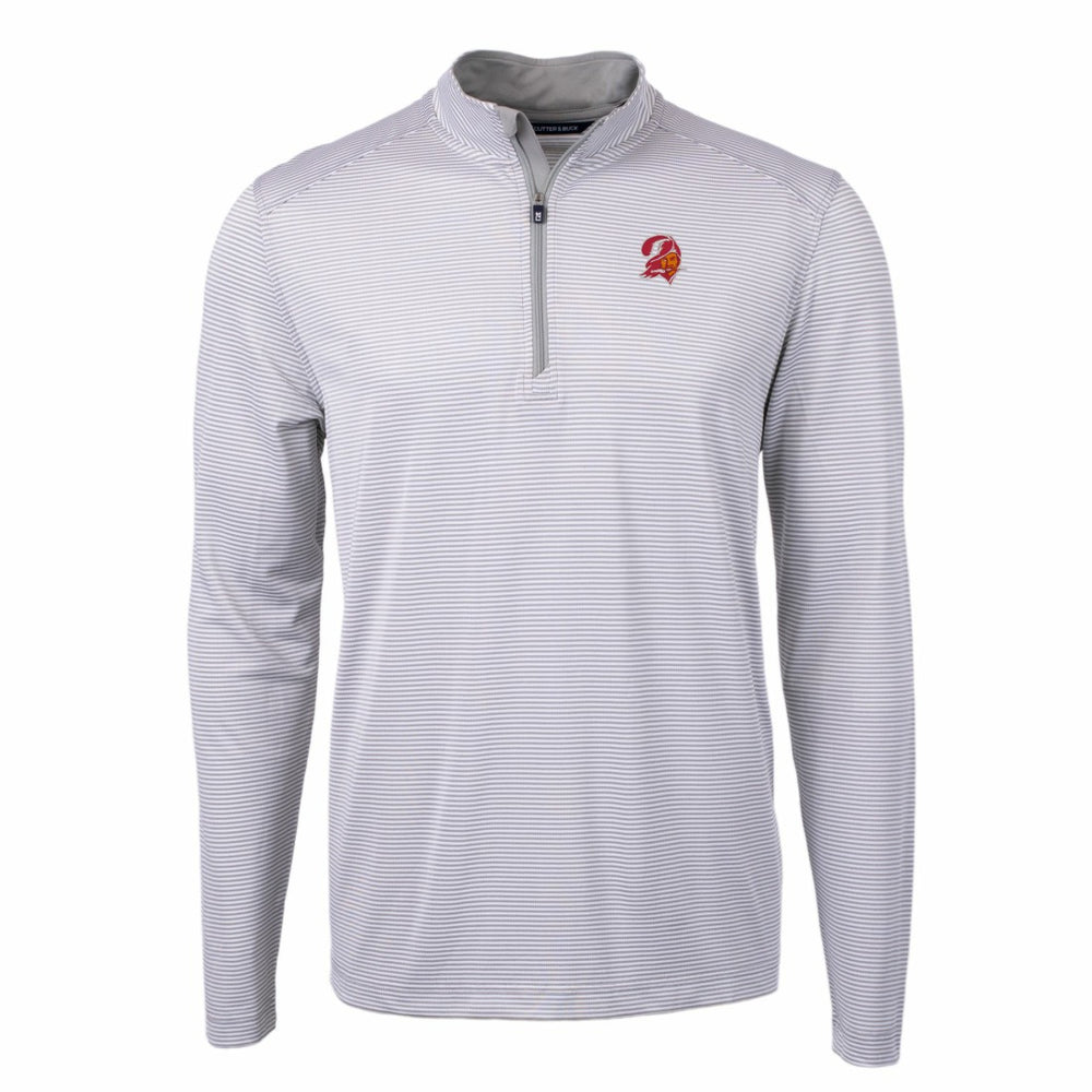 Tampa Bay Buccaneers Cutter & Buck Big & Tall Virtue Eco Pique Micro Stripe Tri-Blend Quarter-Zip Jacket - Gray - NFL