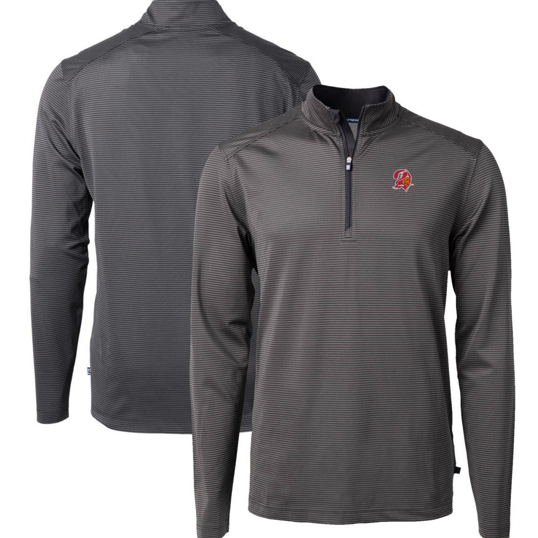 Tampa Bay Buccaneers Cutter & Buck Big & Tall Virtue Eco Pique Micro Stripe Tri-Blend Quarter-Zip Jacket - Black - NFL