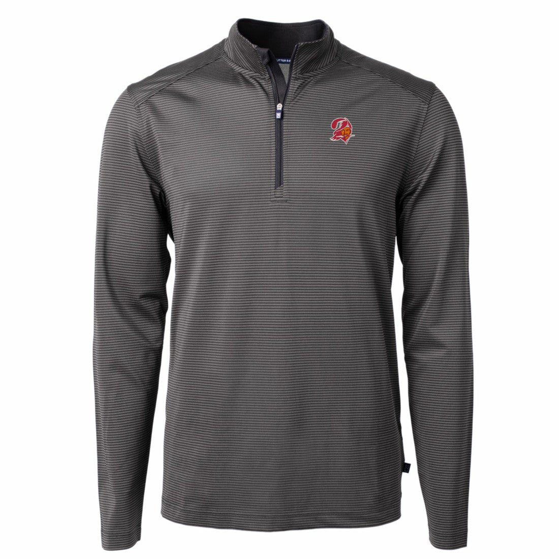 Tampa Bay Buccaneers Cutter & Buck Big & Tall Virtue Eco Pique Micro Stripe Tri-Blend Quarter-Zip Jacket - Black - NFL