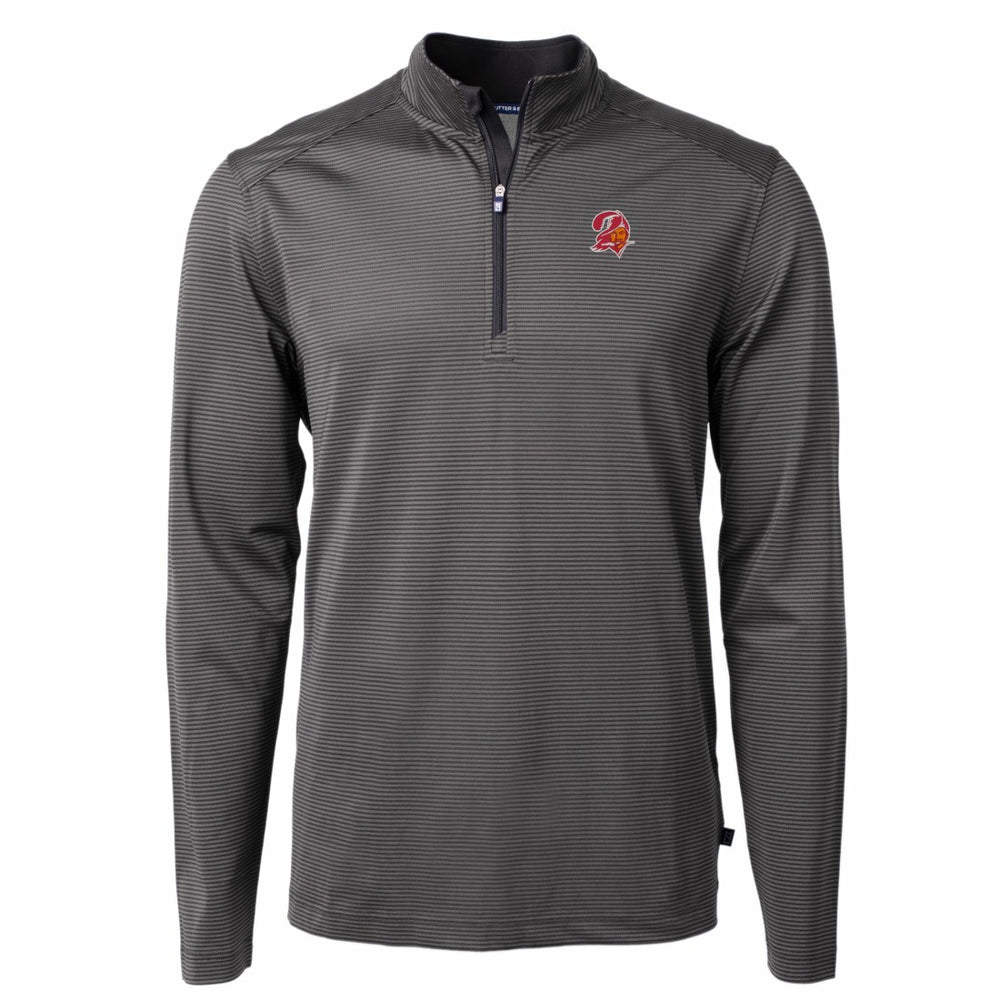 Tampa Bay Buccaneers Cutter & Buck Big & Tall Virtue Eco Pique Micro Stripe Tri-Blend Quarter-Zip Jacket - Black - NFL