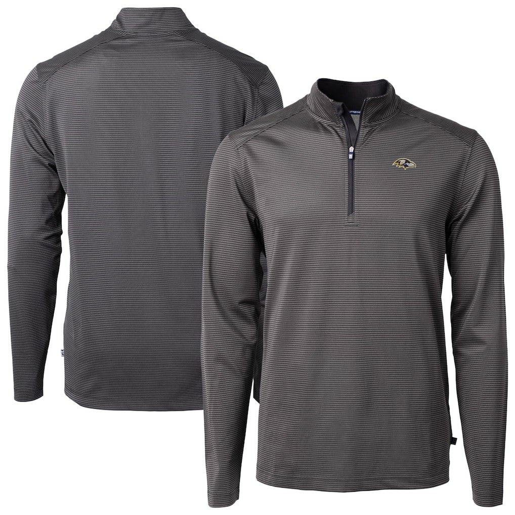 Baltimore Ravens Cutter & Buck Big & Tall Virtue Eco Pique Micro Stripe Tri-Blend Quarter-Zip Jacket - Black - NFL