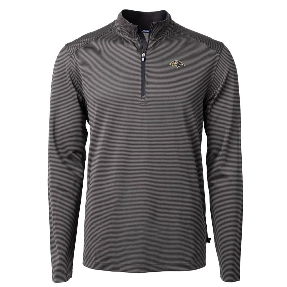 Baltimore Ravens Cutter & Buck Big & Tall Virtue Eco Pique Micro Stripe Tri-Blend Quarter-Zip Jacket - Black - NFL