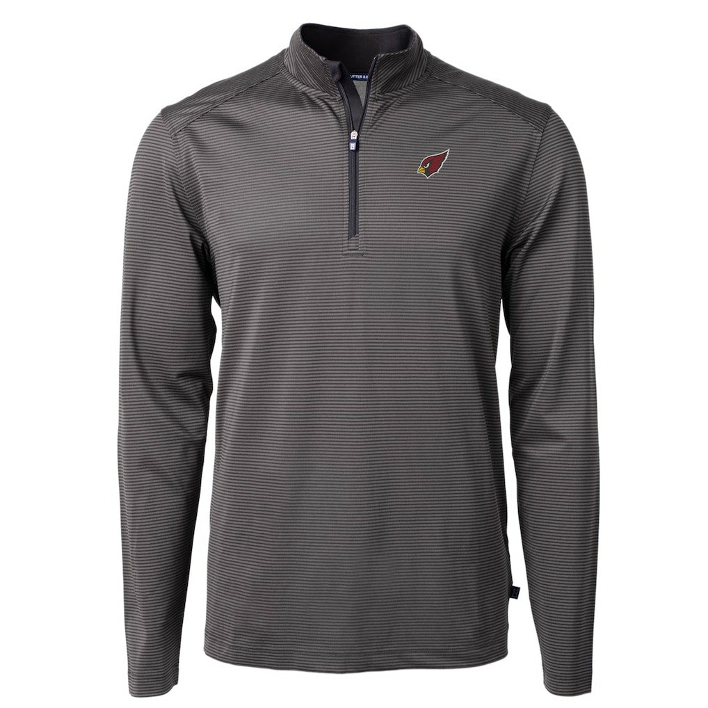 Arizona Cardinals Cutter & Buck Big & Tall Virtue Eco Pique Micro Stripe Tri-Blend Quarter-Zip Jacket - Black - NFL